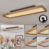 Longvic Lámpara de Techo LED Marrón, Color madera, Negro, 1 luz