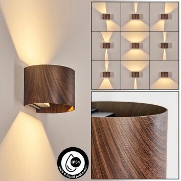 Tamarin Aplique de exterior, Lámpara Up & Down, Apliques LED Color madera, Negro, 1 luz