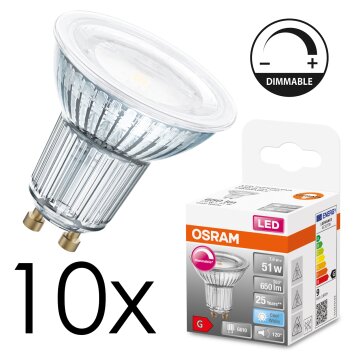 GU10 LED 7.9 Watt blanco cálido regulable 650 Lumen