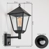 Anfei Aplique de exterior Negro, 1 luz, Sensor de movimiento