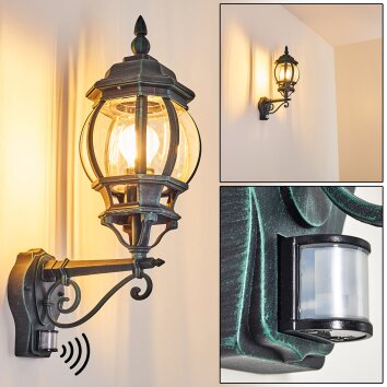 Lámpara de porche con sensor de movimiento, para exteriores, color negro,  lámpara LED moderna de montaje en pared para jardín, patio, garaje, IP54