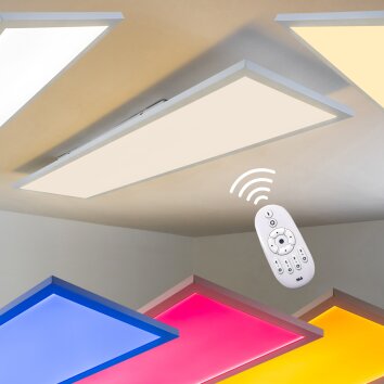 WABOS Lámpara de Techo LED Blanca, 1 luz, Mando a distancia, Cambia de color