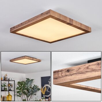 Salmi Plafones, Panel LED Color madera, Negro, 1 luz