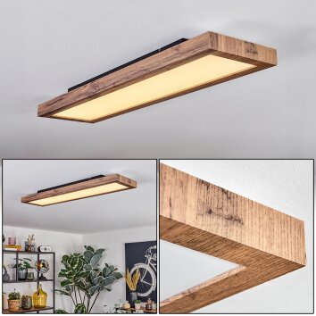 Salmi Plafones, Panel LED Color madera, Negro, 1 luz