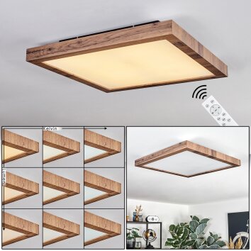 Salmi Plafones, Panel LED Color madera, Negro, 1 luz, Mando a distancia