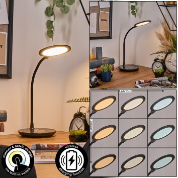 Buktrup Lámparas de escritorio, Lámparas de mesa LED Negro, 1 luz