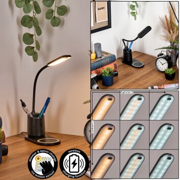 Debelmose Lámparas de escritorio, Lámparas de mesa LED Negro, 1 luz