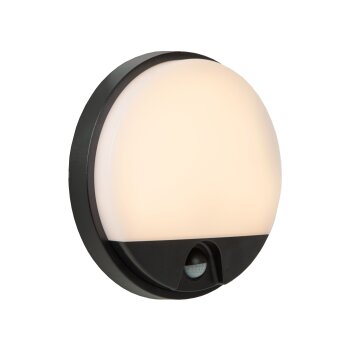 Lámparas Lucide IR Aplique de exterior LED Negro, 1 luz, Sensor de movimiento