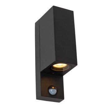 Lámparas Lucide IR Aplique de exterior Negro, 2 luces, Sensor de movimiento