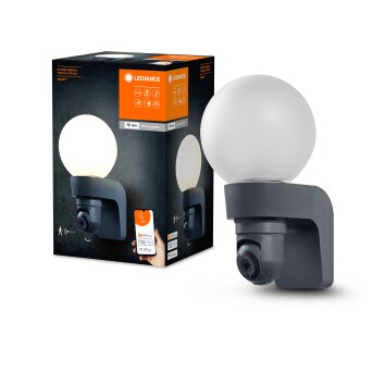 Lámparas Ledvance WIF Aplique de exterior Negro, 1 luz, Sensor de movimiento