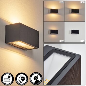 Brydebjerg Aplique de exterior, Lámpara Up & Down, Apliques LED Negro, 1 luz