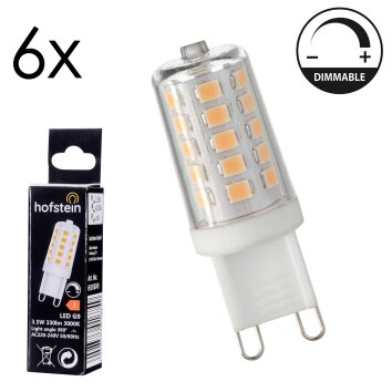 G9 LED 3.5 Watt blanco cálido regulable 330 Lumen