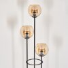 Koyoto Luminarias esféricas, Lámpara de pie Madera oscura, Negro, 3 luces