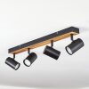 Gesteira Plafones, Spot techo Madera oscura, Negro, 4 luces