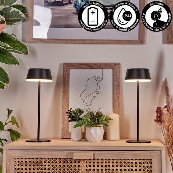 Romdrup Lámpara de mesa de exterior, Lámparas de mesa LED Negro, 1 luz