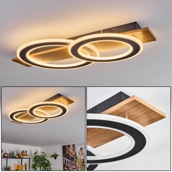 Besperia Plafones LED Color madera, Negro, 1 luz