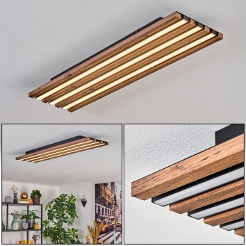 Tandragee Plafones LED Color madera, Negro, 1 luz