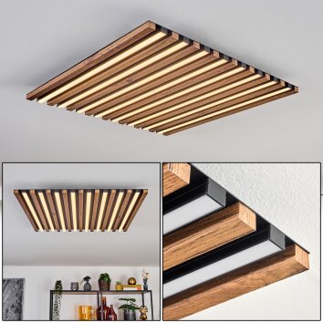 Tandragee Plafones, Panel LED Color madera, Negro, 1 luz