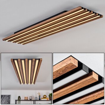 Tandragee Plafones, Panel LED Color madera, Negro, 1 luz